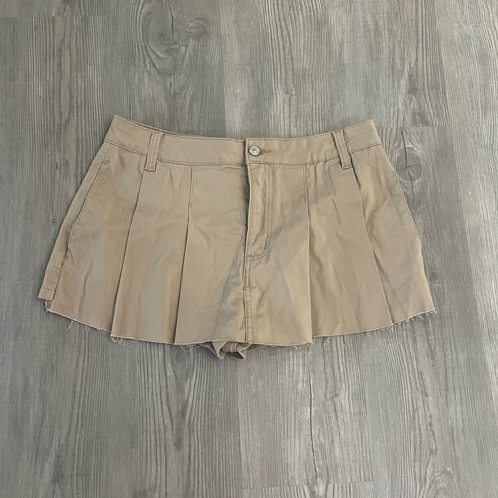 Rewash Tan Pleated Mini Skort
